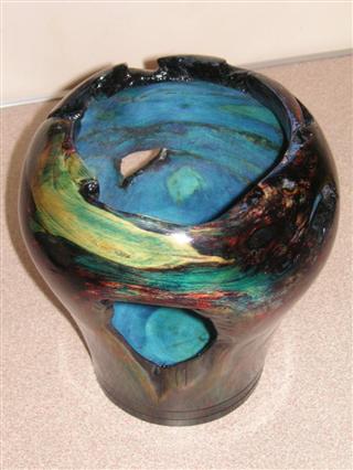 Coloured vase by Pat Hughes